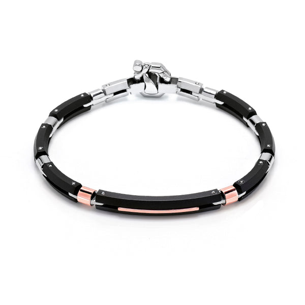 BARAKA DISCOVERY 18CT ROSE GOLD & BLACK PVD STAINLESS STEEL DIAMOND BRACELET (Image 1)