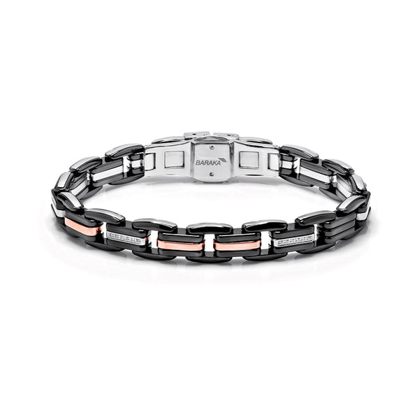 BARAKA DISCOVERY 18CT ROSE GOLD, BLACK CERAMIC & STAINLESS STEEL DIAMOND BRACELET (Image 1)