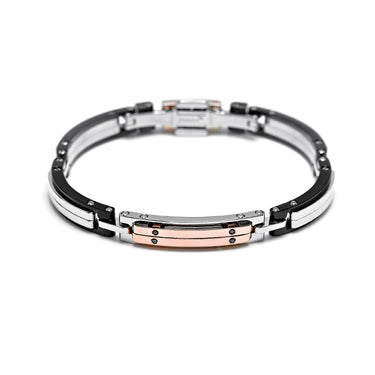 BARAKA DISCOVERY 18CT ROSE GOLD & BLACK PVD STAINLESS STEEL BLACK DIAMOND BRACELET