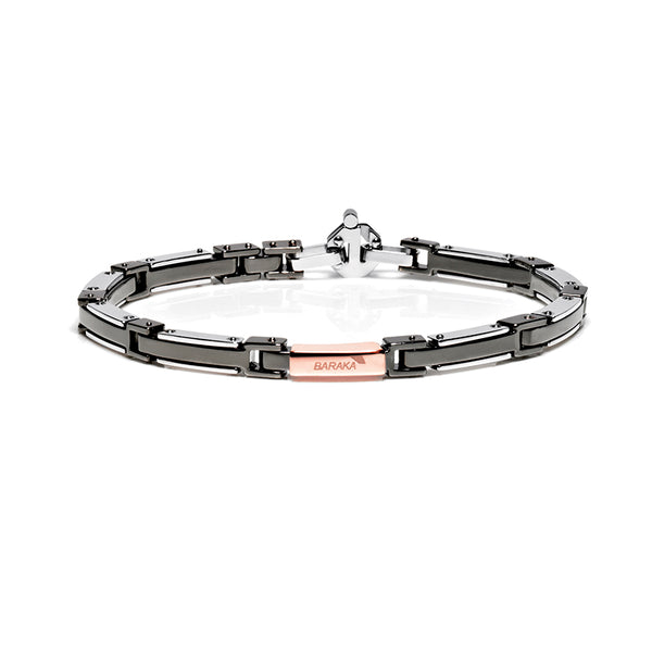 BARAKA EXPLORE 18CT ROSE GOLD & BLACK PVD STAINLESS STEEL DIAMOND BRACELET (Image 1)