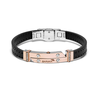 BARAKA 18CT ROSE GOLD, RUBBER & STAINLESS STEEL DIAMOND BRACELET