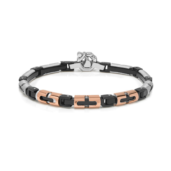 BARAKA 18CT ROSE GOLD, STERLING SILVER & STAINLESS STEEL DIAMOND BRACELET (Image 1)