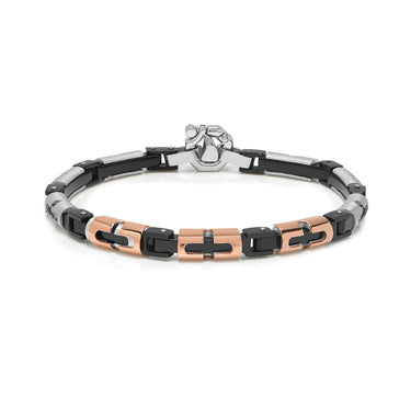 BARAKA 18CT ROSE GOLD, STERLING SILVER & STAINLESS STEEL DIAMOND BRACELET