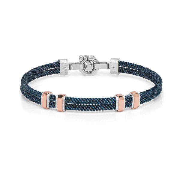 BARAKA 18CT ROSE GOLD, STERLING SILVER & BLUE PVD STAINLESS STEEL DIAMOND BRACELET (Image 1)