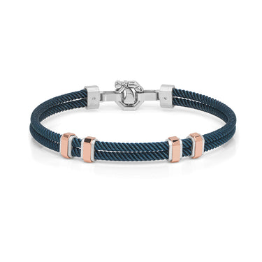 BARAKA 18CT ROSE GOLD, STERLING SILVER & BLUE PVD STAINLESS STEEL DIAMOND BRACELET