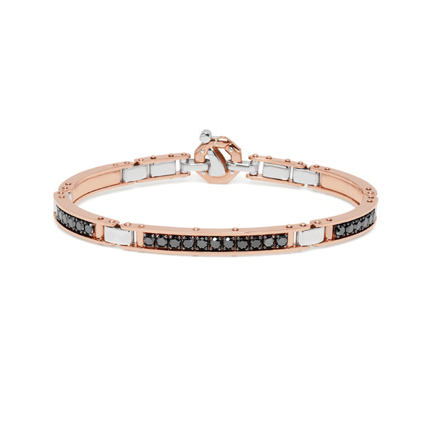 BARAKA DIAMONDS 18CT ROSE GOLD & STAINLESS STEEL BLACK & WHITE DIAMOND BRACELET (Image 1)