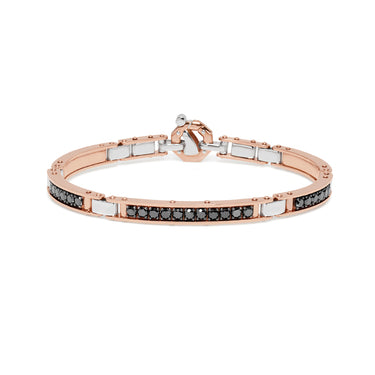 BARAKA DIAMONDS 18CT ROSE GOLD & STAINLESS STEEL BLACK & WHITE DIAMOND BRACELET