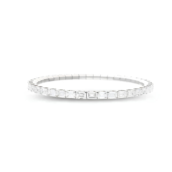DEMEGLIO EXTENSIBLE EMERALD CUT DIAMOND STRETCH BRACELET IN 18CT WHITE GOLD (Image 1)