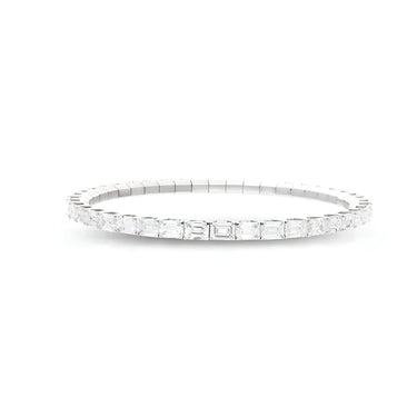 DEMEGLIO EXTENSIBLE EMERALD CUT DIAMOND STRETCH BRACELET IN 18CT WHITE GOLD
