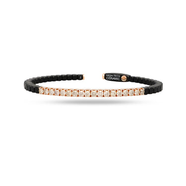 DEMEGLIO 'DADO' 18CT ROSE GOLD AND MATTE BLACK CERAMIC CHAMPAGNE DIAMOND CUFF BRACELET