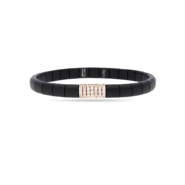 DEMEGLIO 'PURA' 18CT ROSE GOLD CHAMPAGNE DIAMONDS AND MATTE BLACK CERAMIC ELASTIC BRACELET (Image 1)