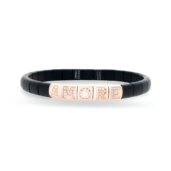 DEMEGLIO PURA 'AMORE' 18CT ROSE GOLD AND ROUND BRILLIANT CUT DIAMOND STRETCH BRACELET (Image 1)