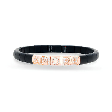 DEMEGLIO PURA 'AMORE' 18CT ROSE GOLD AND ROUND BRILLIANT CUT DIAMOND STRETCH BRACELET