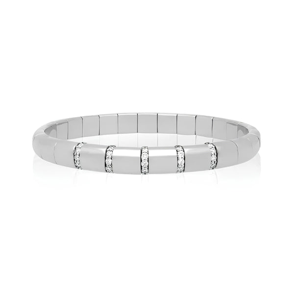 DEMEGLIO "PURA ORO" SMALL 18CT WHITE GOLD AND DIAMOND STRETCH BANGLE (Image 1)