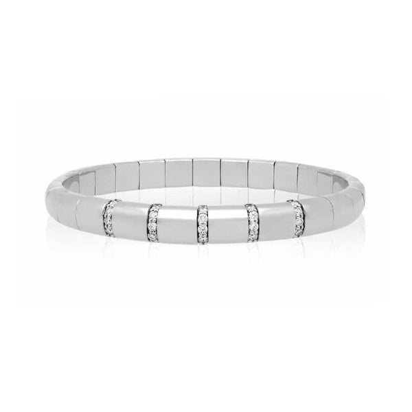 DEMEGLIO "PURA ORO" SMALL 18CT WHITE GOLD AND DIAMOND STRETCH BANGLE (Image 1)