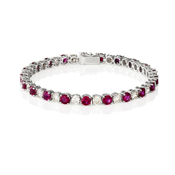 18CT WHITE GOLD RUBY AND DIAMOND BRACELET (Image 1)