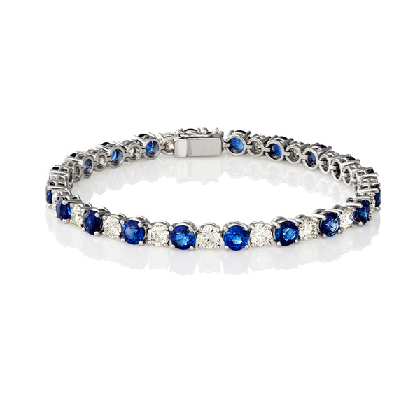 18CT WHITE GOLD CEYLON SAPPHIRE AND DIAMOND BRACELET (Image 1)