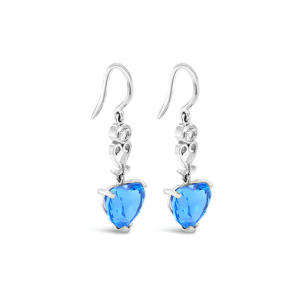 18CT WHITE GOLD BLUE TOPAZ AND DIAMOND DROP EARRINGS (Image 2)