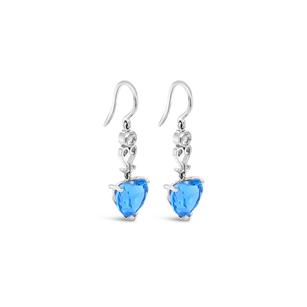 18CT WHITE GOLD BLUE TOPAZ AND DIAMOND DROP EARRINGS (Image 2)