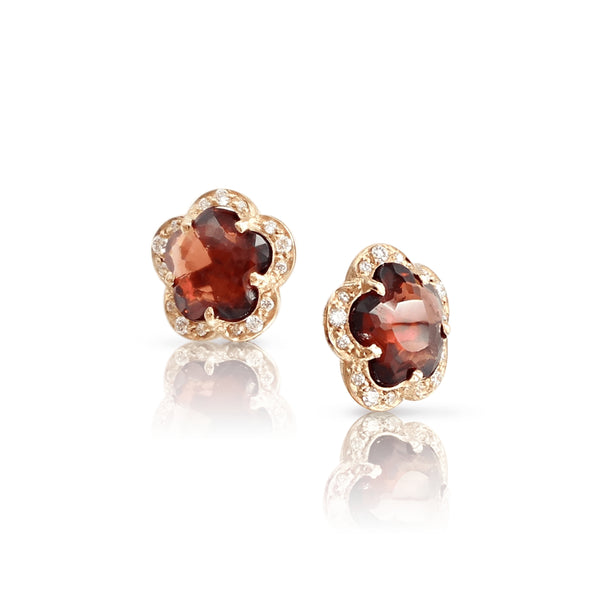 PASQUALE BRUNI FIGLIA DEI FIORI 18CT ROSE GOLD GARNET & DIAMOND EARRINGS (Image 1)