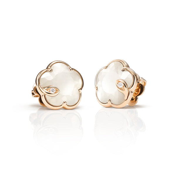 PASQUALE BRUNI PETIT JOLI LUNAIRE 18CT ROSE GOLD PEARL OF THE MOON GEM & DIAMOND EARRINGS (Image 1)