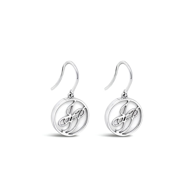 18CT WHITE GOLD WHITE COCOLONG "JFP" DROP EARRINGS (Image 2)