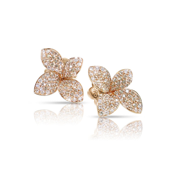PASQUALE BRUNI 'GIARDINI SEGRETI PETITE' 18CT ROSE GOLD WHITE AND CHAMPAGNE DIAMOND EARRINGS (Image 1)