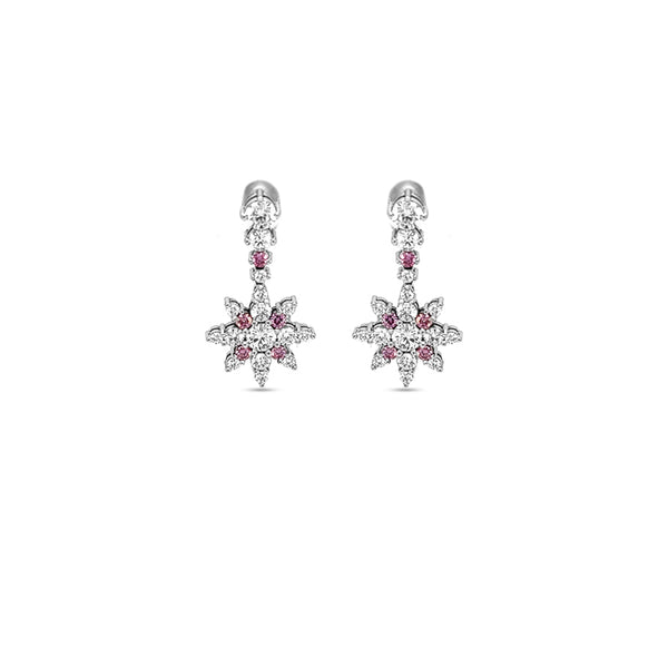 'SNOWFLAKE' 18CT WHITE GOLD ARGYLE PINK DIAMOND AND WHITE DIAMOND EARRINGS (Image 1)