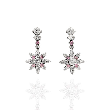 'SNOWFLAKE' 18CT WHITE GOLD ARGYLE PINK DIAMOND AND WHITE DIAMOND EARRINGS