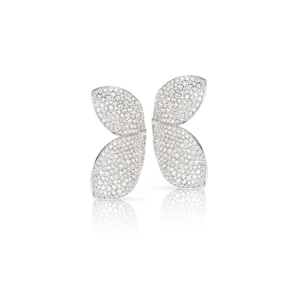 PASQUALE BRUNI 'GIARDINI SEGRETI' TWO PETAL 18CT WHITE GOLD DIAMOND EARRINGS (Image 1)