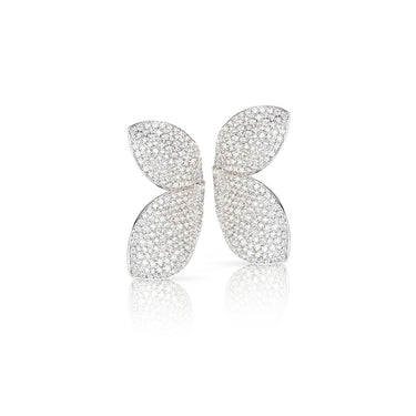 PASQUALE BRUNI 'GIARDINI SEGRETI' TWO PETAL 18CT WHITE GOLD DIAMOND EARRINGS