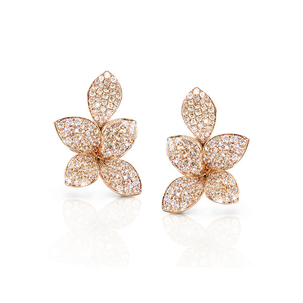 PASQUALE BRUNI GIARDINI SEGRETI 18CT ROSE GOLD WHITE & CHAMPAGNE DIAMOND EARRINGS (Image 1)