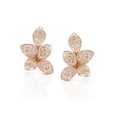 PASQUALE BRUNI GIARDINI SEGRETI 18CT ROSE GOLD WHITE & CHAMPAGNE DIAMOND EARRINGS
