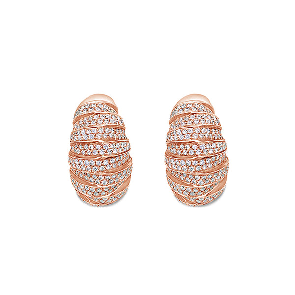 NEW ITALIAN ART 18CT ROSE GOLD DIAMOND AND RED ENAMEL CUFF STYLE EARRINGS (Image 1)