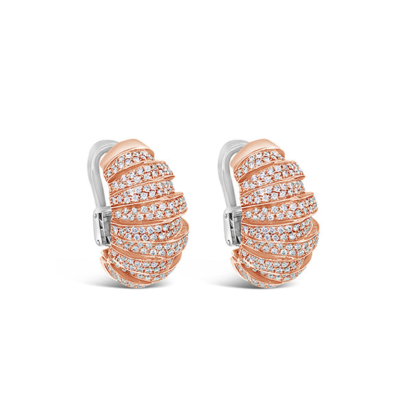 NEW ITALIAN ART 18CT ROSE GOLD DIAMOND AND RED ENAMEL CUFF STYLE EARRINGS (Image 2)