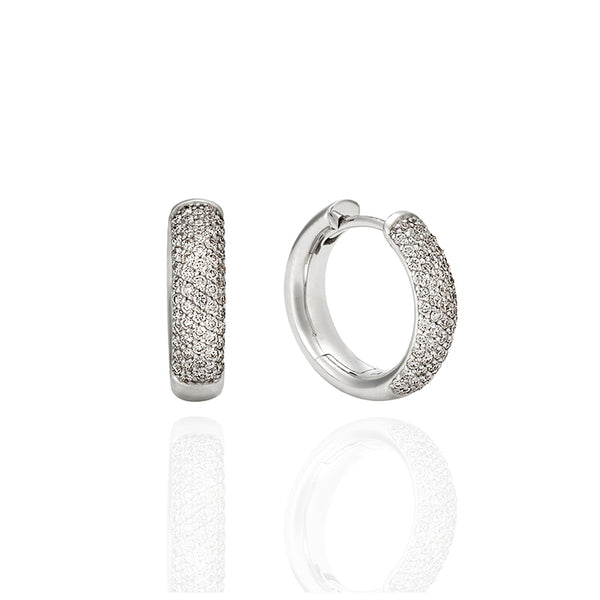 18ct WHITE GOLD PAVE DIAMOND HOOP EARRINGS (Image 2)