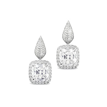 18CT WHITE GOLD CUSHION CUT DIAMOND EARRINGS