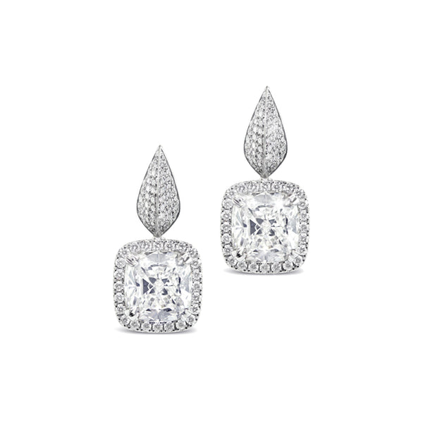 18CT WHITE GOLD CUSHION CUT DIAMOND EARRINGS (Image 1)