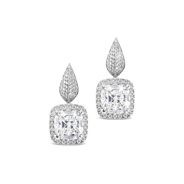 18CT WHITE GOLD CUSHION CUT DIAMOND EARRINGS