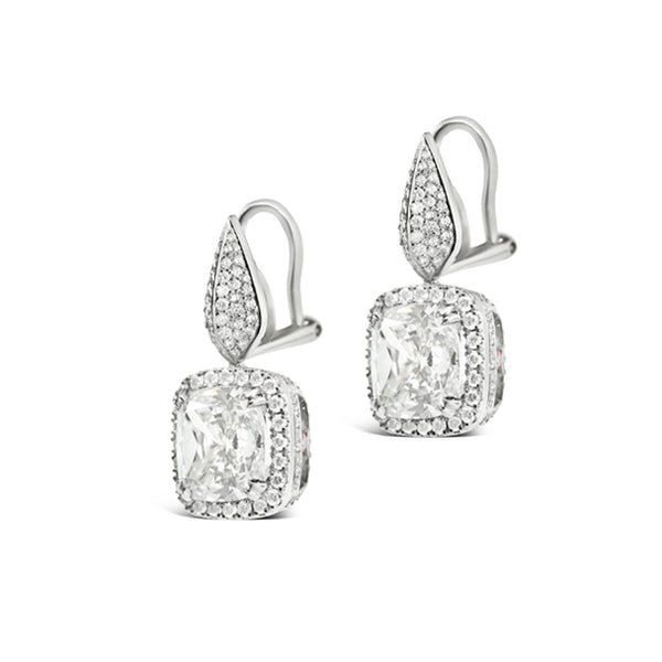 18CT WHITE GOLD CUSHION CUT DIAMOND EARRINGS (Image 2)