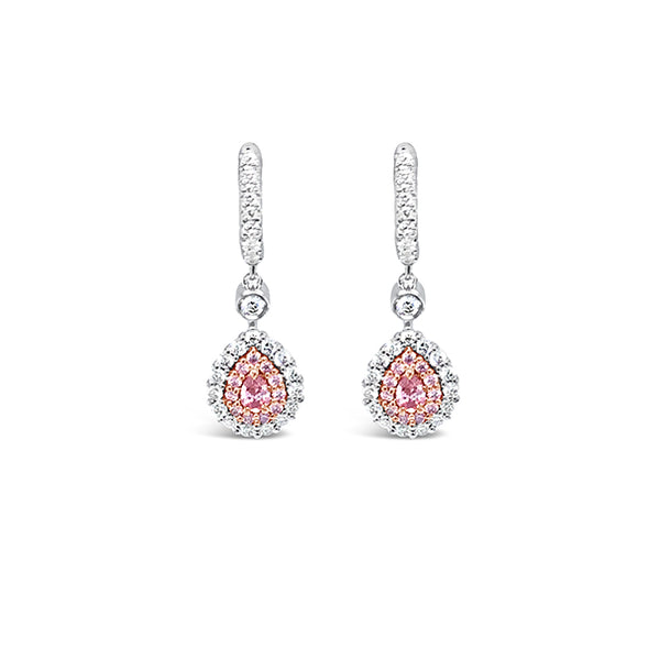 18CT WHITE GOLD AND 18CT ROSE GOLD ARGYLE PINK DIAMOND AND WHITE DIAMOND EARRINGS (Image 1)