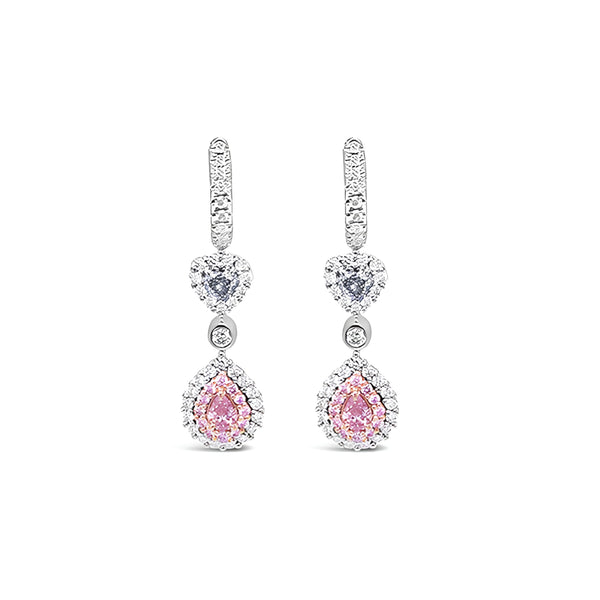 18CT WHITE GOLD AND 18CT ROSE GOLD ARGYLE PINK DIAMOND AND WHITE DIAMOND EARRINGS (Image 1)