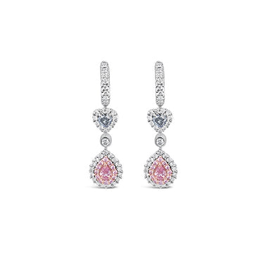 18CT WHITE GOLD AND 18CT ROSE GOLD ARGYLE PINK DIAMOND AND WHITE DIAMOND EARRINGS