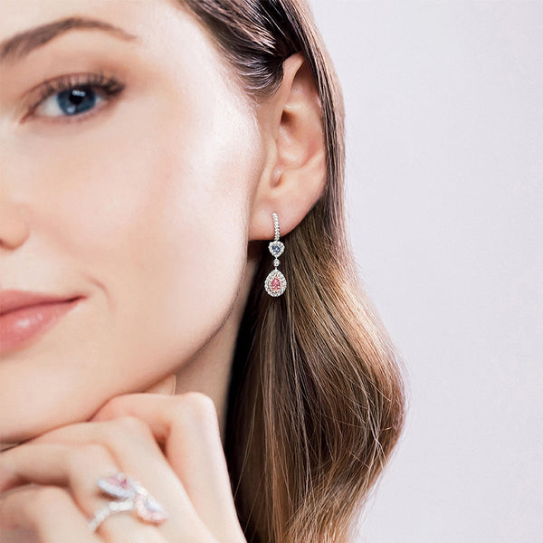 18CT WHITE GOLD AND 18CT ROSE GOLD ARGYLE PINK DIAMOND AND WHITE DIAMOND EARRINGS (Image 3)