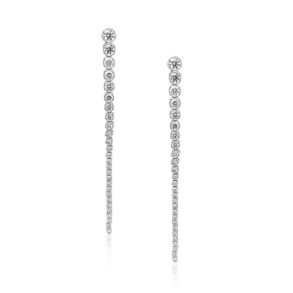 18CT WHITE GOLD TAPERED STRAND DIAMOND EARRINGS (Image 2)