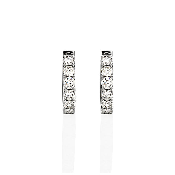 18CT WHITE GOLD DIAMOND HOOP EARRINGS (Image 1)