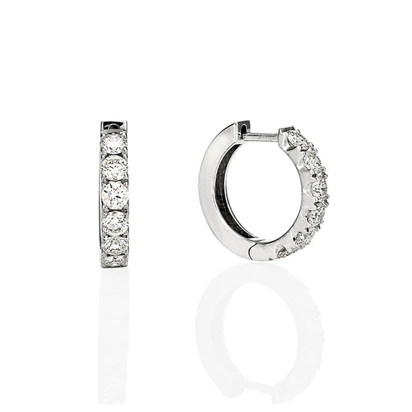 18CT WHITE GOLD DIAMOND HOOP EARRINGS (Image 2)