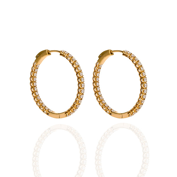 18ct ROSE GOLD COUTURE DIAMOND HOOP EARRINGS (Image 2)
