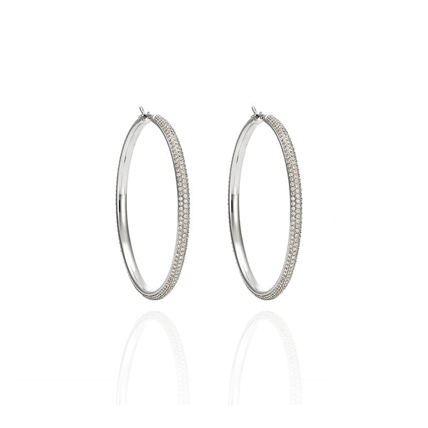 'FANTASIA' 18CT WHITE GOLD DIAMOND SET HOOP EARRINGS (Image 1)