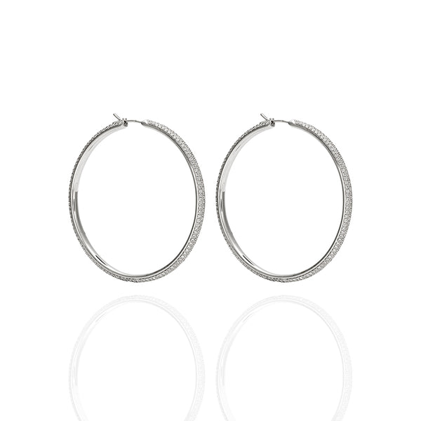 'FANTASIA' 18CT WHITE GOLD DIAMOND SET HOOP EARRINGS (Image 2)
